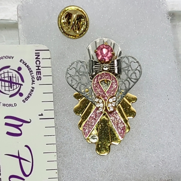 Pink Ribbon Awareness Angel Brooch - Picture 4 of 6
